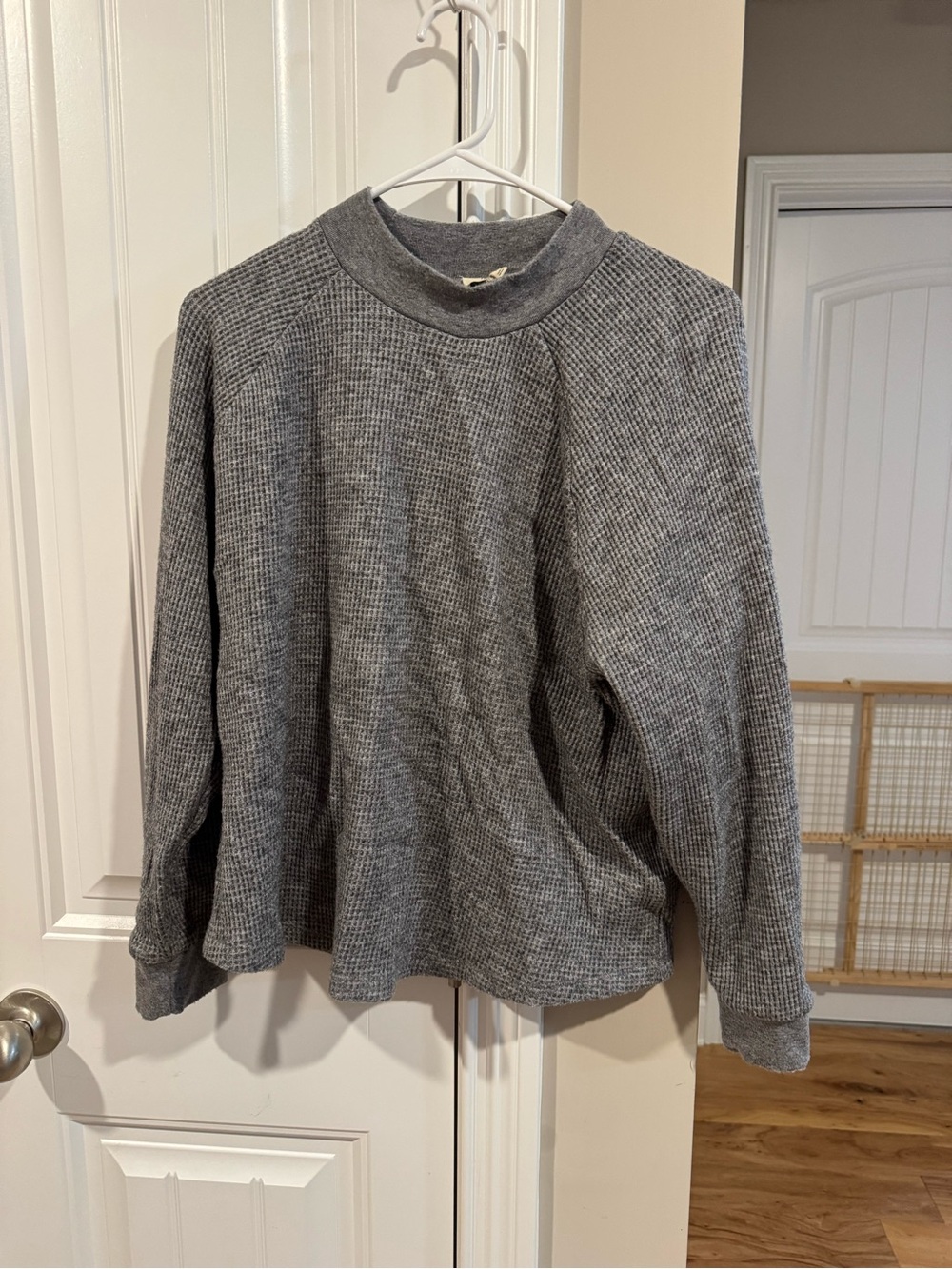 Madewell Gray Waffle Knit mockneck Sweater